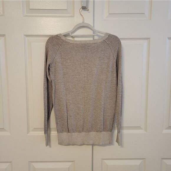 A.N.A. brown/tan striped long-sleeved lightweight sweater - Picture 6 of 6